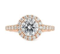 Mesnt Anello Promessa di Matrimonio, Oro Rosa 9K Anello Promise Rotondo con moissanite, Taglia 9