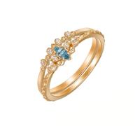 Mesnt Anello Promessa Donna, Set di fidanzamento femminile a 2 anelli con topazio marchesa e moissanite in Oro