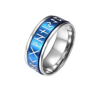 Mesnt Anello Promessa Matrimonio, Fidget Bands Ring per L'Ansia, Anello in Acciaio Inossidabile Blu per Uomo Donna Taglia 17