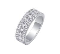 Mesnt Anello Proposta Matrimonio Oro Bianco, 14K Anello di Lusso con moissanite, Taglia 23,5