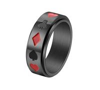 Mesnt Anello Uomo Nero, Anello Spinner per Carte da Poker 8MM in Acciaio Inossidabile per Le Uomo, Taglia 25