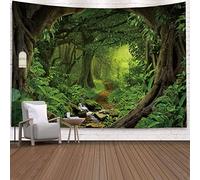 Mesnt Arazzo forestale Extra Large, arazzi con Piante Verdi della Giungla nebbiosa per Soggiorno, Decorazione per la casa, Stile 2, 210 x 140 cm (Larghezza x Altezza)