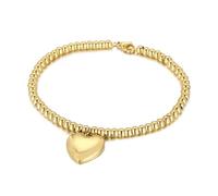 Mesnt Bracciali Donna Acciaio, Bracciale A Sfere con Ciondolo A Cuore Solido 20 cm in Acciaio Inossidabile per Donne Oro
