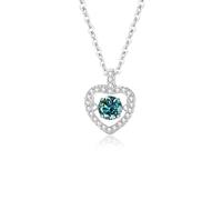 Mesnt Catena Collana Donna, Donna Collana Ciondolo a Forma di Cuore Eternity con moissanite Rotonda da 5 mm Color Verde Acqua in Platino, 40+5cm