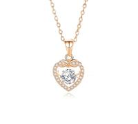 Mesnt Catena Collana Donna, Donna Collana Ciondolo a Forma di Cuore Infinito con moissanite Bianca Rotonda da 6 mm in Oro Rosa 14 carati, 40+5cm