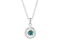 Mesnt Catena Collana Donna, Donna Collana Ciondolo a Forma di Stella con Cerchio dell'eternità e moissanite Color Verde Acqua da 6 mm in Oro Bianco 14 carati, 40+5cm