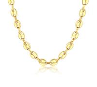 Mesnt Catena Donna Oro, 8.5mm Set di Braccialetti con Collana a Catena con Chicco di caffè Grosso in Acciaio Inossidabile Catena per DonnaOro 19.5/39cm