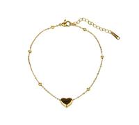 Mesnt Cavigliera Donna, Acciaio Oro Catena a Sfere con Cuore Lucido Cavigliera - Accessori da Spiaggia per Signore e Ragazze, Lunghezza: 26CM
