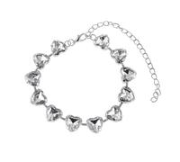 Mesnt Cavigliera Donna, Argento Cuore Bianco Crystal Link Catena Cavigliera Bracciale Cavigliera - Accessori da Spiaggia per Signore e Ragazze, Lunghezza: 21+10CM
