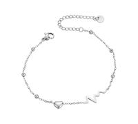 Mesnt Cavigliera Donna Elegante, Acciaio Inox Argento Catena a Sfere con Cuore Lucido ed ECG Regolabile Cavigliera Gioielli da Spiaggia per Donna, Lunghezza: 19+5CM