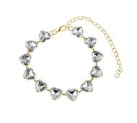 Mesnt Cavigliera Donna Regolabile, Oro Cuore Bianco Crystal Link Catena Cavigliera Bracciale Cavigliera - Accessori da Spiaggia per Signore e Ragazze, Lunghezza: 21+10CM