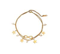 Mesnt Cavigliere Bracciali Donna, Acciaio Inox Oro Catena a Doppio Strato con Ciondolo Infinito, Perla e Stella Cavigliere da Spiaggia per Donna