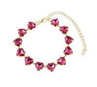 Mesnt Cavigliere Bracciali Donna, Oro Cuore Rosa Rosso Crystal Link Catena Cavigliera Bracciale Regolabile Cavigliere da Spiaggia per Donna, Lunghezza: 21+10CM