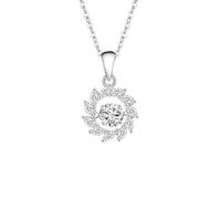 Mesnt Ciondolo Collana Donna, Donna Collana Ciondolo a Forma di Ghirlanda di Rami e Foglie con moissanite da 5 mm in Oro Bianco 18 carati, 40+5cm