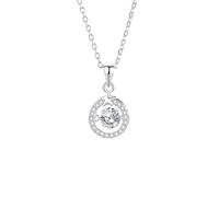 Mesnt Ciondolo Collana Donna, Donna Collana Ciondolo a Stella Eternity Circle con moissanite da 6 mm in Oro Bianco 18 carati, 40+5cm