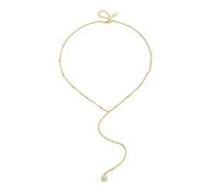 Mesnt Collana da Donna, Donna Oro Giallo 9 carati Delicata Collana a Y per Donna con Pendente in Perla, Lunghezza 36+5cm