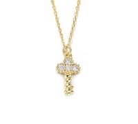 Mesnt Collana da Donna, Donna Oro Giallo 9 carati Pendente Chiave con Diamante Creato in Laboratorio, Lunghezza 40+5cm