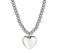 Mesnt Collana Donna Argento, Catena A Sfere con Ciondolo A Cuore Solido 45cm in Acciaio per Donna Argento