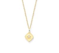 Mesnt Collana Donna, Donna Oro Giallo 18 carati Collana con Pendente a Fiore a Rombo e Piccolo Diamante, Lunghezza 40+5cm