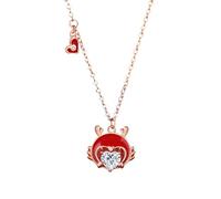 Mesnt Collana Donna, Donna Oro Rosa 9 carati Collana Cuore Drago smaltato con Moissanite, Lunghezza 40+5cm