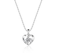 Mesnt Collana Donna Oro Bianco, Donna Collana con Ciondolo Cuore di Mulino a Vento con Diamante Sintetico da 0,5 ct in 14 carati, 40+5cm