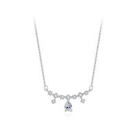 Mesnt Collana Donna Oro Bianco, Donna Oro Bianco 18 carati Collana a Forma di Meteora con Ciondolo in moissanite a Forma di lacrima, Lunghezza 40+5cm