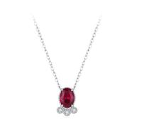 Mesnt Collana Donna Oro Bianco, Donna Oro Bianco 9 carati Collana di Lab Ha Creato Il Ciondolo del Pesce Rosso Rubio con Moissanite, Lunghezza 40+5cm