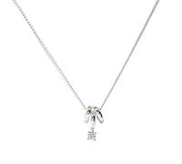 Mesnt Collana Elegante Donna, Donna Oro Bianco 9 carati Collana con Pendente a Tre Anelli e moissanite, Lunghezza 40+5cm