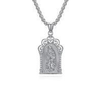Mesnt Collana in Acciaio Inox da Uomo, Uomo Acciaio Inossidabile Collana con Corona della Vergine Maria e zirconi cubici