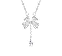 Mesnt Collana Pendente Donna, Donna Collana Ciondolo a Forma di Farfalla a Y con Diamante Creato a Forma di Pera in Oro Bianco/Oro Giallo/Platino, 40+5cm