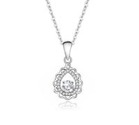 Mesnt Collana Pendente Donna, Donna Collana con Ciondolo Fiore a Goccia con moissanite Rotonda in Platino, 40+5cm