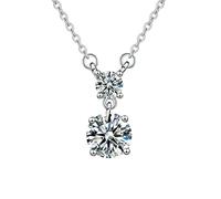 Mesnt Collana Pendente Donna, Donna Oro Bianco 750 Collana Diamante da Laboratorio a Doppio Taglio a 4 Punte