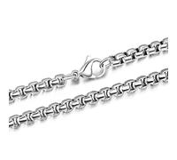 Mesnt Collana Uomo Argento Catena Argento Collana Catena Donna Lunga, Catena Argento 50-90cm, Collana a Catena Spessa Rolo in Acciaio Inossidabile 3.5mm