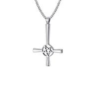 Mesnt Collana Uomo Oro, 60CM Collane Pendenti Croce Stelle in Acciaio Inossidabile per Le Uomo, Argento