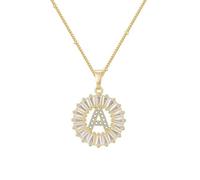 Mesnt Collane in Oro per Donne, Donna Rame Collana di Lusso con Ciondolo Circolare in zircone cubico con Lettera A, Oro