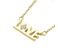 Mesnt Donna 14K Gelbgold Ciondolo Love con Diamante da 0,02 ct