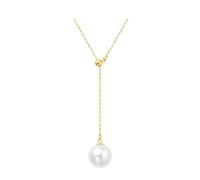 Mesnt Donna 14K Gelbgold Delicata Collana a Y con Pendente di Perla da 8,5 mm
