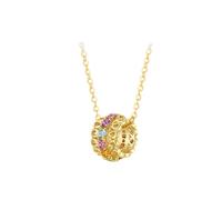 Mesnt Donna 9K Gelbgold Ciondolo con Perla Cava e Pietre preziose Colorate: tormalina, peridoto, Ametista, citrino, Topazio