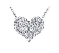 Mesnt Donna 9K Weißgold Collana di Lusso con Ciondolo a Forma di Cuore con Diamanti a grappolo da 0,46 ct
