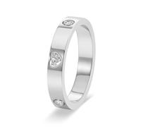 Mesnt Donna Anello Acciaio Inox | Anello di promessa lucidato da 4MM per il suo rotondo e cuore con zirconia cubica