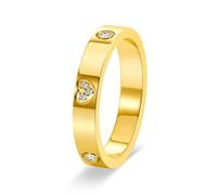 Mesnt Donna Anello Acciaio Inox | Anello di promessa lucidato da 4MM per il suo rotondo e cuore con zirconia cubica