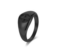 Mesnt Fede Nuziale da Uomo, Anello Chevalier Largo 11MM da Uomo in Acciaio Inossidabile Semplice con Croce, Nero, Taglia 27