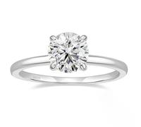 Mesnt Fede Nuziale per Donna, Argento Sterling Semplice Anello di Fidanzamento Solitario per Donne con Cubic Zirconia Rotondo da 7,5MM, Argento, Taglia 12