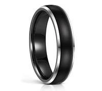 Mesnt Fede Nuziale per Uomo, Uomo Anello Classico Semplice in tungsteno 6MM con Superficie a Cupola, Argento Nero, Taglia 15