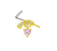Mesnt Helix Piercing Orecchio1 Pezzi 20G Perline per Piercing al Naso a Forma di L Cuore con zirconi cubici in Acciaio Inossidabile, Oro Rosa-Stile 18, 0.8x7mm