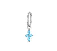 Mesnt Helix Piercing Titanio1 Pezzi 18G Anelli a Cerchio per Piercing al Naso Cerchietto semplice con ciondolo a forma di fiore in zirconi cubici blu., Stile 4-Argento, 1.0x10mm