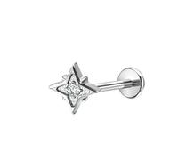 Mesnt Helix Piercing Uomo1 Pezzi 16G Perline per Piercing al Naso Senza Fili Stella con zirconi cubici in Titanio, Argento, 1.2x8xM0.45