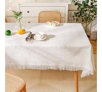 Mesnt Kitchen Tovaglia Antimacchia Cotone Poliestere, Beige Bianco, 90x90CM