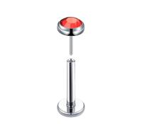 Mesnt Orecchino Piercing Naso, 1 Pezzi 18G Perline per Piercing al Naso Senza Fili con zirconi cubici rotondi rossi in Titanio, Rosso argento, 1.0x10mm
