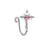 Mesnt Percing Naso Finti1 Pezzi 18G Finti Anelli a Cerchio per Naso Croce e quadrato con zirconi cubici in Acciaio Inossidabile, Rosa argento-Stile 6, 1.0x10mm